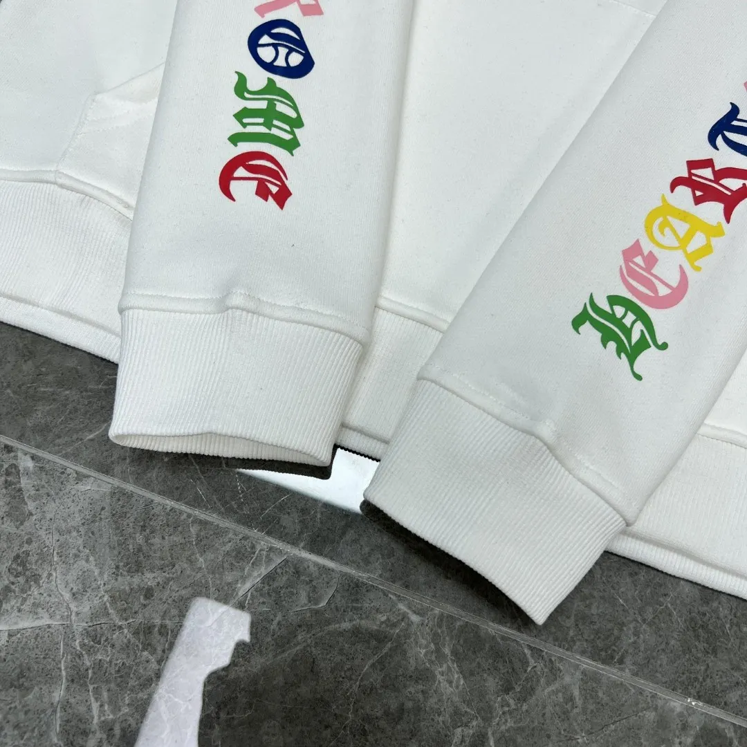 P260 Chrome Hearts Autumn and Winter 25ss counters are on sale simultaneously ❤️ Chrome classic scroll letter color cross group flower arm hooded sweatshirt Imported environmentally friendly glue printing and dyeing Improved customized version 1:1 high-gram weight high-quality fabric Recommended color: black white Size: S, M, L, XL